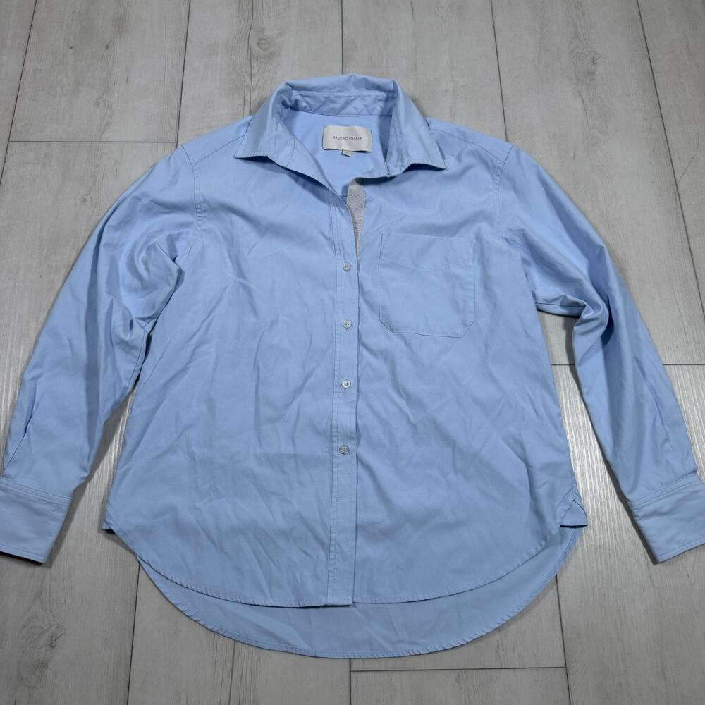 Brochu WalkerButton Up Women Small Blue Cotton Blend Long Sleeve